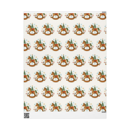 Rocking Horse Christmas Wrapping Paper – Vintage Holiday Gift Wrap
