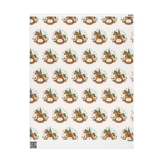 Rocking Horse Christmas Wrapping Paper – Vintage Holiday Gift Wrap