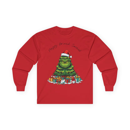 Grinch Christmas Tree Long Sleeve Tee — "Happy Grinchmas" Holiday Shirt