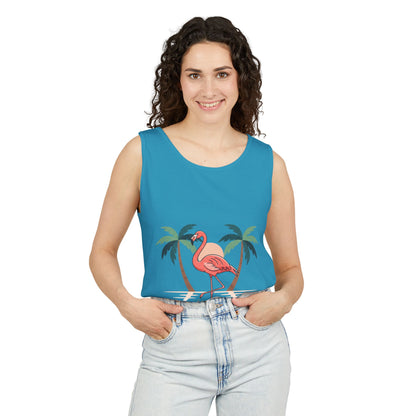 Flamingo Beach Tank Top — Tropical Palm Vacation Graphic Tank