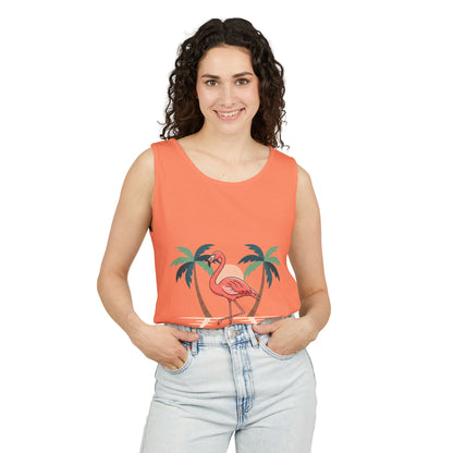 Flamingo Beach Tank Top — Tropical Palm Vacation Graphic Tank