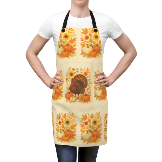 Thanksgiving Turkey Apron, Fall Harvest Cooking Apron, Seasonal Kitchen Accessory, Holiday Gift for Cooks, Autumn Decor Apron