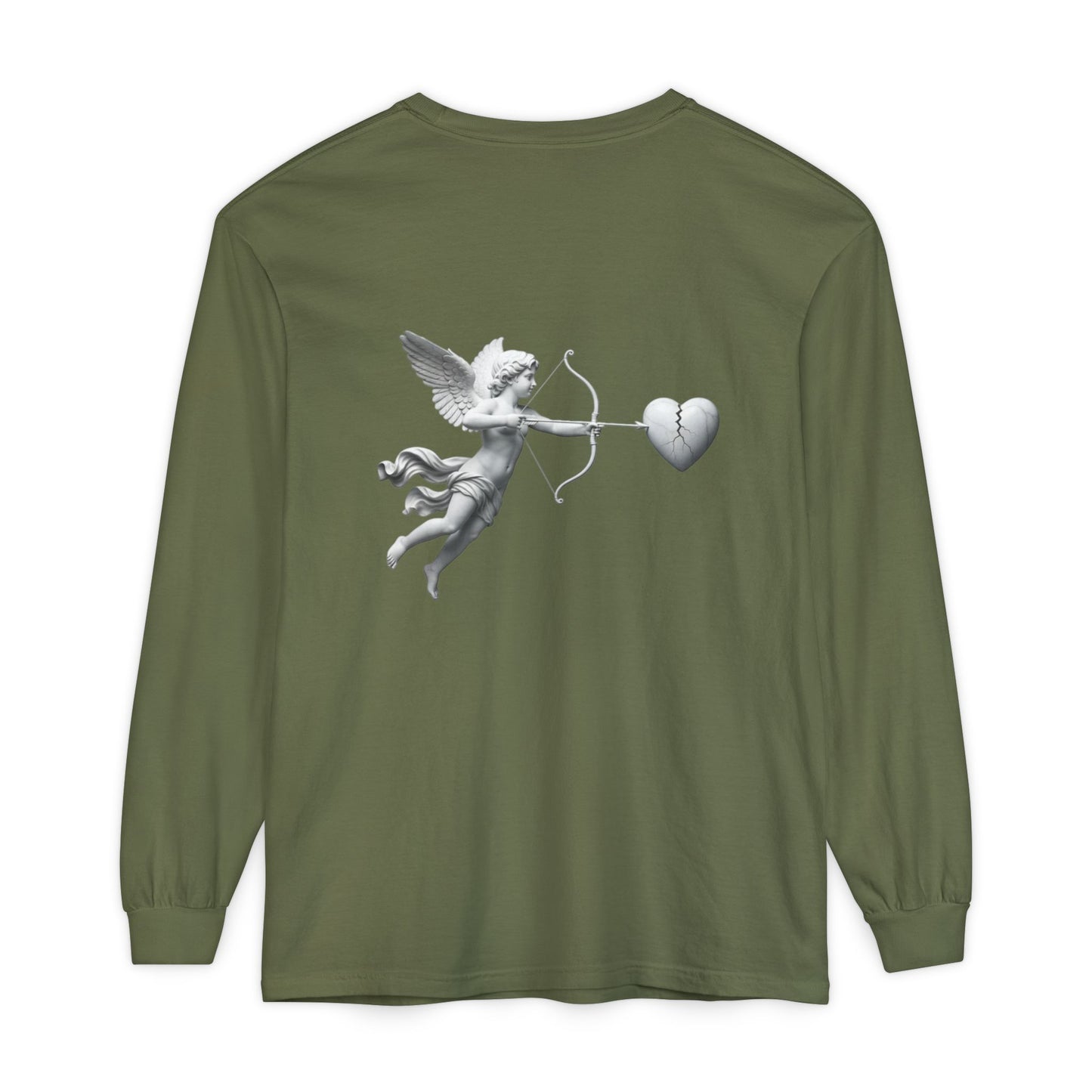 Cupid Cherub Long Sleeve Tee — Vintage Cupid Heart Graphic