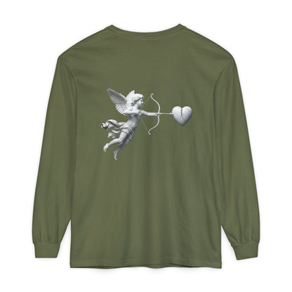 Cupid Cherub Long Sleeve Tee — Vintage Cupid Heart Graphic