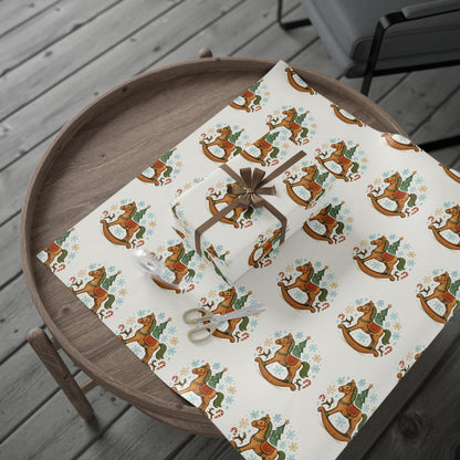 Rocking Horse Christmas Wrapping Paper – Vintage Holiday Gift Wrap
