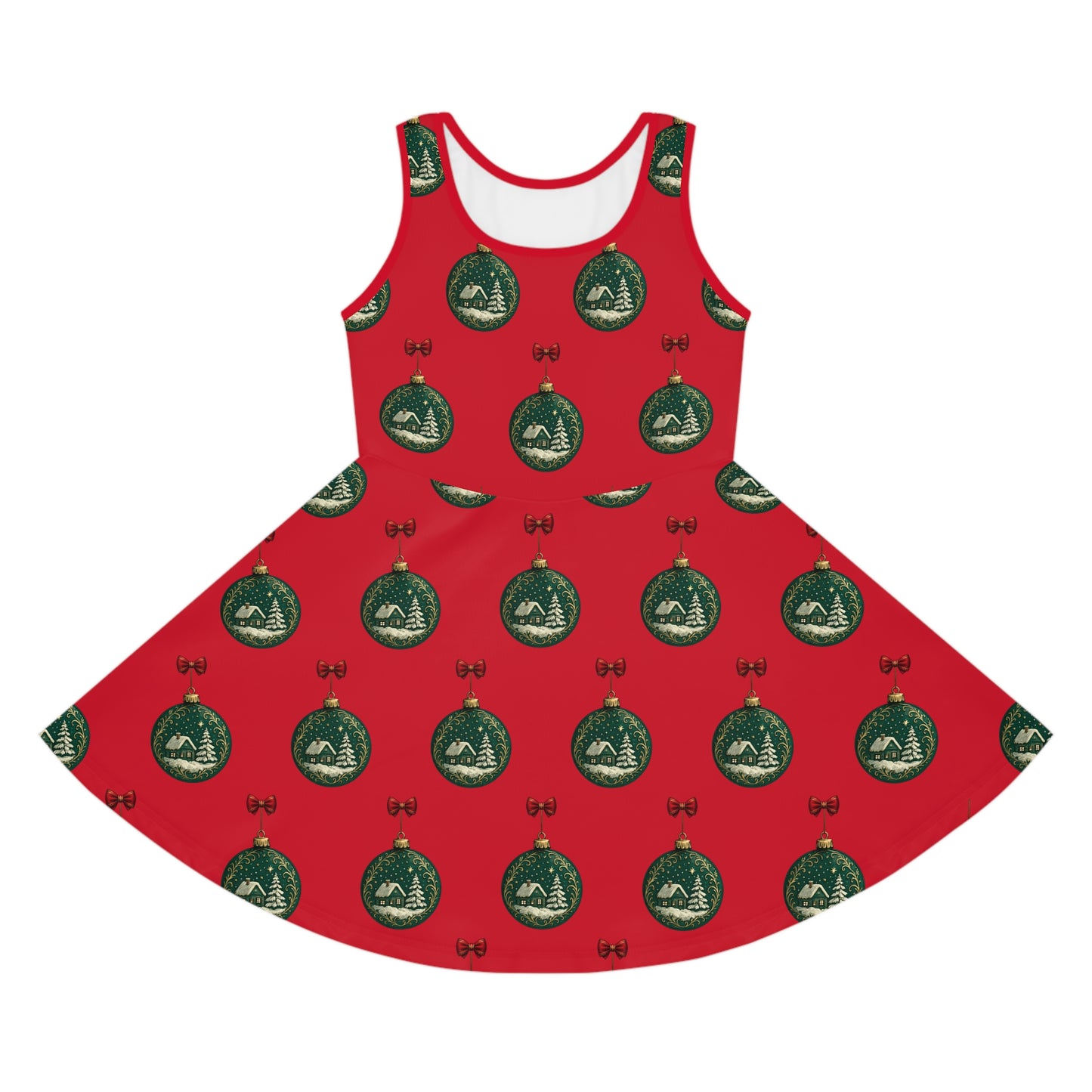 Christmas Pattern Girls' Sundress, Holiday Dress, Festive Apparel, Summer Outfit, Girls' Party Dress, Holiday Gift