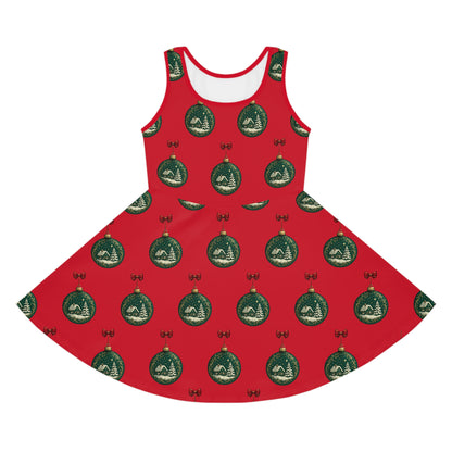Christmas Pattern Girls' Sundress, Holiday Dress, Festive Apparel, Summer Outfit, Girls' Party Dress, Holiday Gift