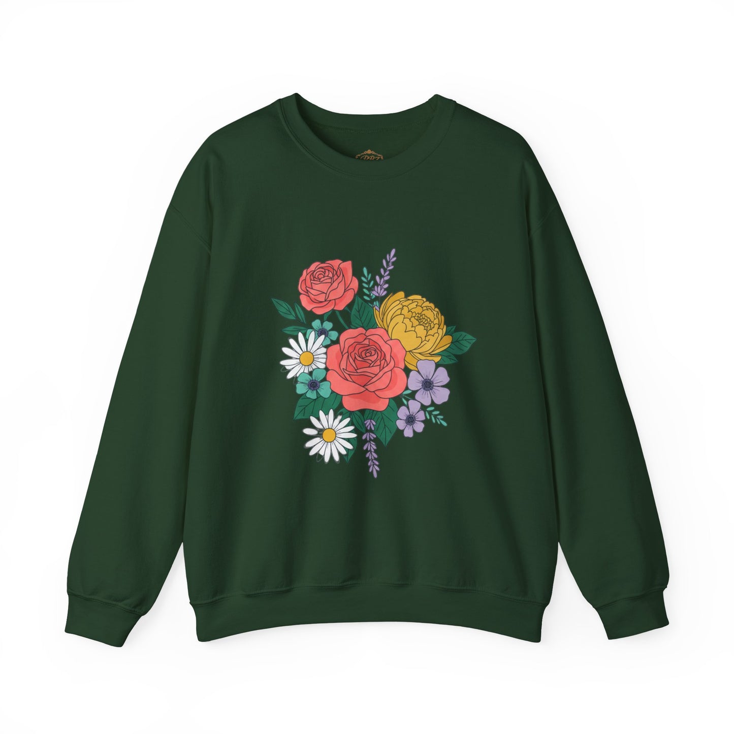 Floral Bouquet Crewneck Sweatshirt — Rose & Daisy Garden Graphic