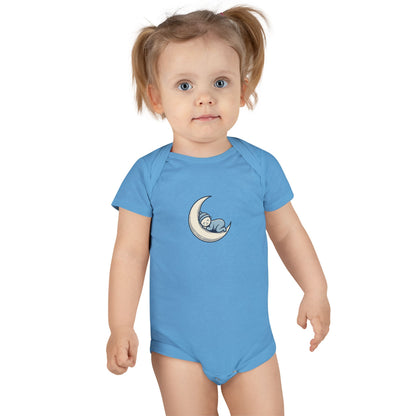 Baby Onesie - 'Little Dreamer' Moon & Sleeping Baby Short Sleeve Bodysuit
