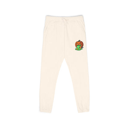 Relaxed Unisex Fleece Sweatpants with Playful Pumpkin Design, Cozy Lounge Wear for Fall, Halloween, Casual Comfort