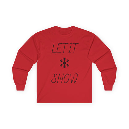 Let It Snow Long Sleeve Tee — Minimal Snowflake Holiday Shirt