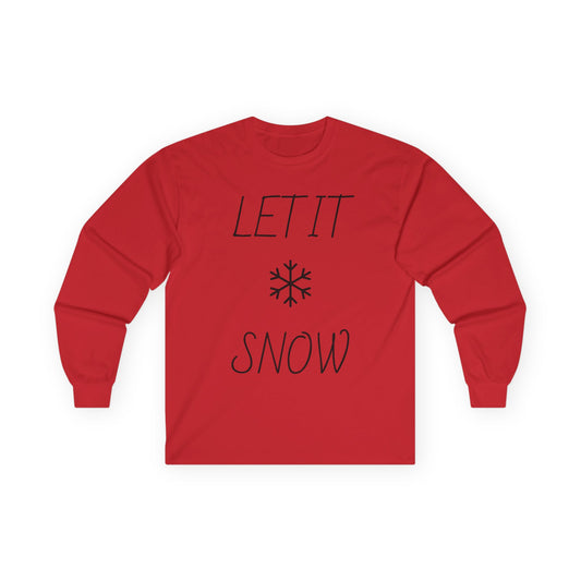 Let It Snow Long Sleeve Tee — Minimal Snowflake Holiday Shirt