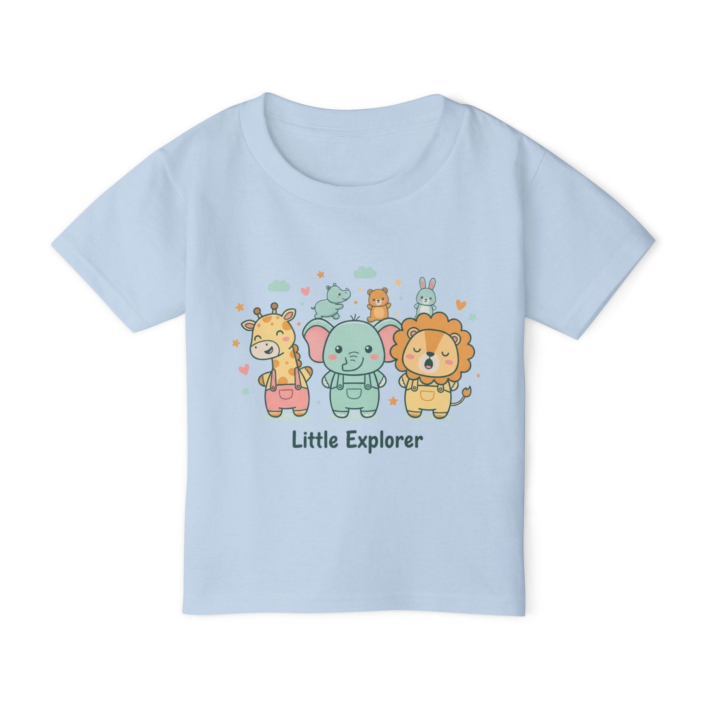 Little Explorer Toddler T‑Shirt — Cute Animal Crew with “Little Explorer” Front & “Happy Little Human Here” Back