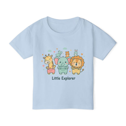 Little Explorer Toddler T‑Shirt — Cute Animal Crew with “Little Explorer” Front & “Happy Little Human Here” Back