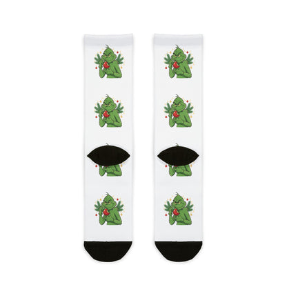 Christmas Tree Pattern Crew Socks — Holiday Sublimation Socks with Cute Evergreen Design