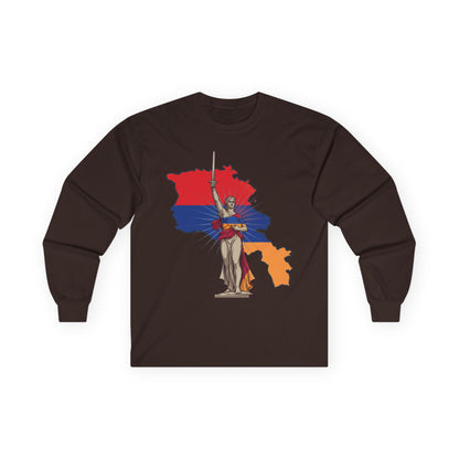 Armenia Map Long Sleeve Tee — Mother Armenia Statue Graphic
