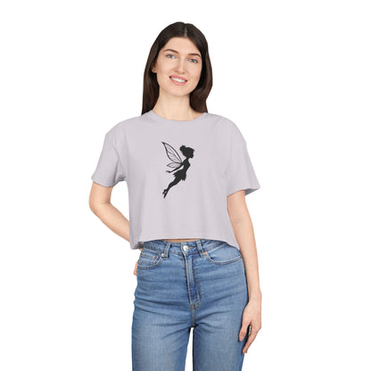 Fairy Silhouette Women's Crop Tee — Whimsical Pixie Graphic Top