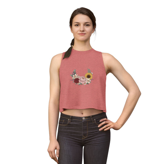 Floral Bouquet Crop Top — Sunflower & Rose Women's Tank