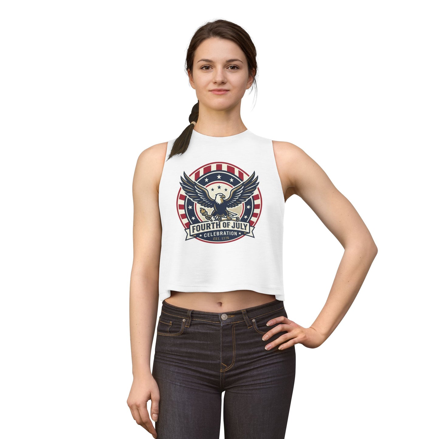 Fourth of July Eagle Crop Top — Patriotic Women's Fourth of July Celebration Tank