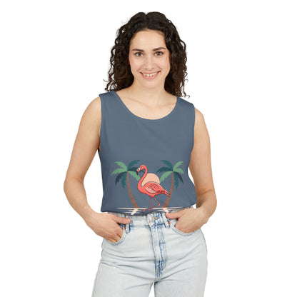 Flamingo Beach Tank Top — Tropical Palm Vacation Graphic Tank
