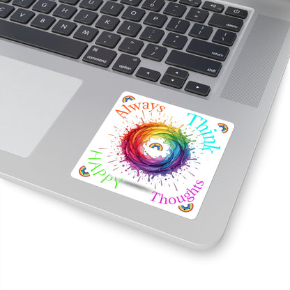 Rainbow Splash Square Sticker — Colorful Swirl with Rainbow Center