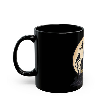 Halloween-Themed Black Mug, Spooky Coffee Cup, Witch Decor Mug, Haunted House Mug, Fall Decor Mug, Halloween Gifts