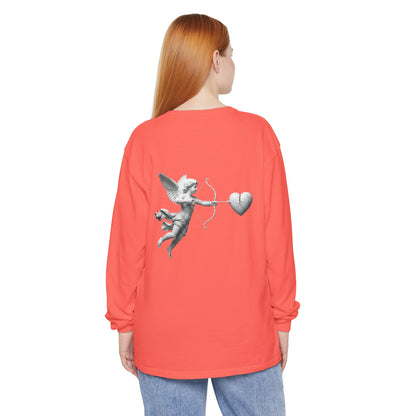 Cupid Cherub Long Sleeve Tee — Vintage Cupid Heart Graphic