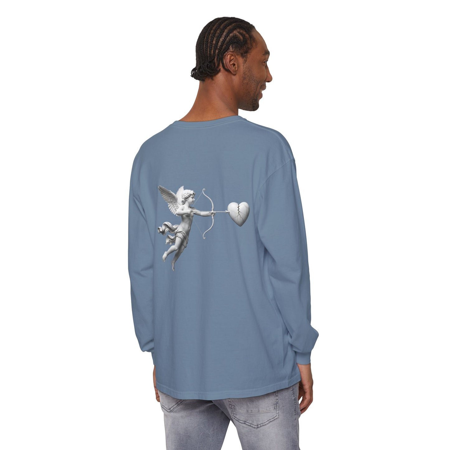 Cupid Cherub Long Sleeve Tee — Vintage Cupid Heart Graphic