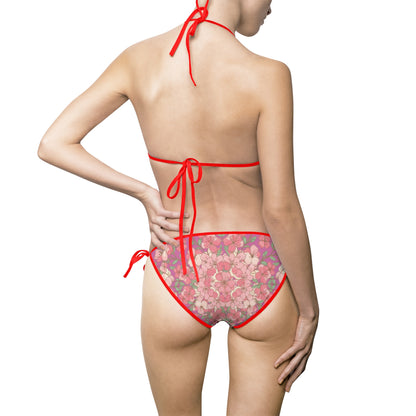 Pink Floral Tie-Side Bikini — Women's Triangle Swimsuit