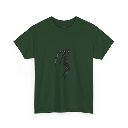 Silhouette Braid Tee — Minimalist Woman Profile T-Shirt