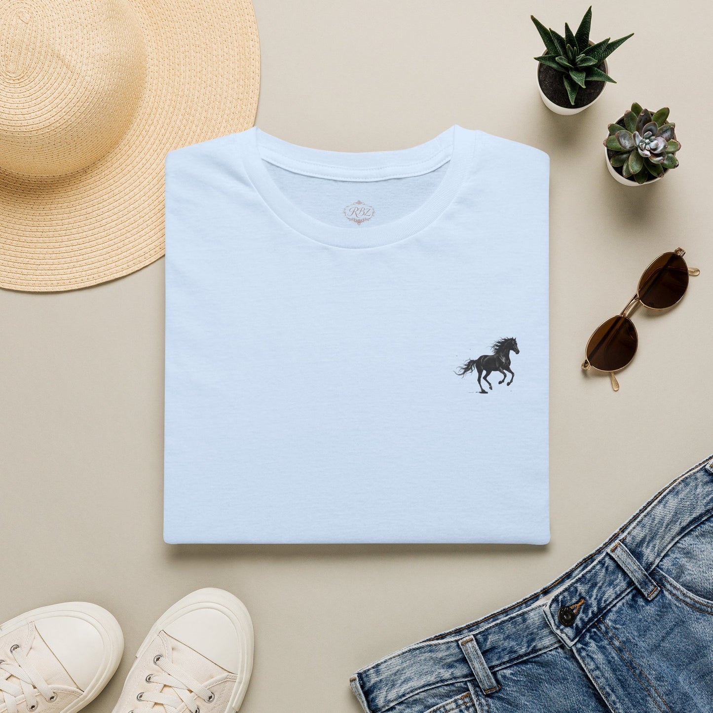 Minimalist Running Horse Tee — Small Chest Silhouette T-Shirt
