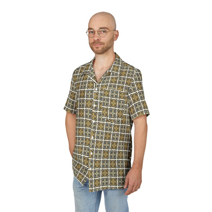 Hawaiian Shirt — Vintage Tile Pattern Short-Sleeve Button-Down