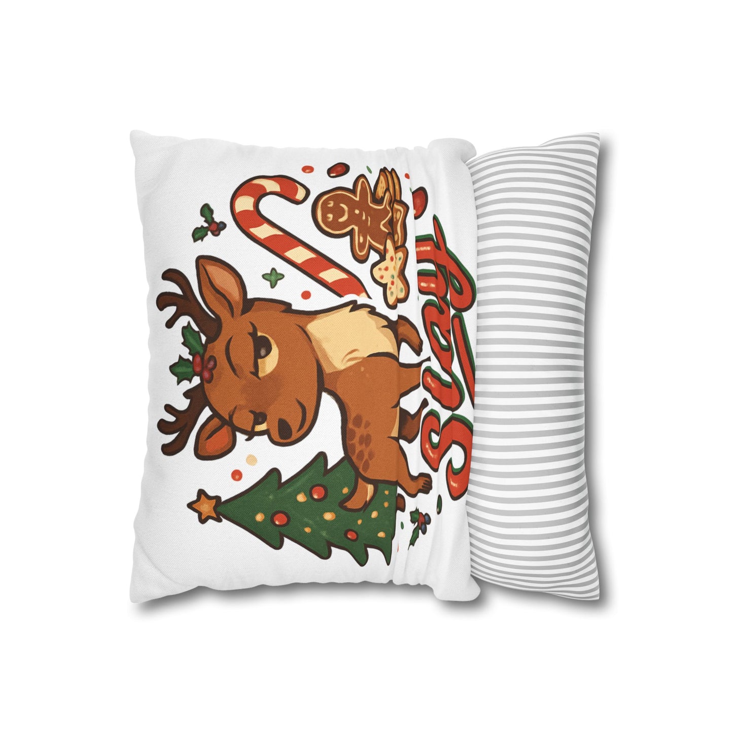 Festive Holiday Pillowcase, Cozy Winter Decor, Christmas Gift, Cute Reindeer Design, Slay Holiday Pillow, Throw Pillow Cover