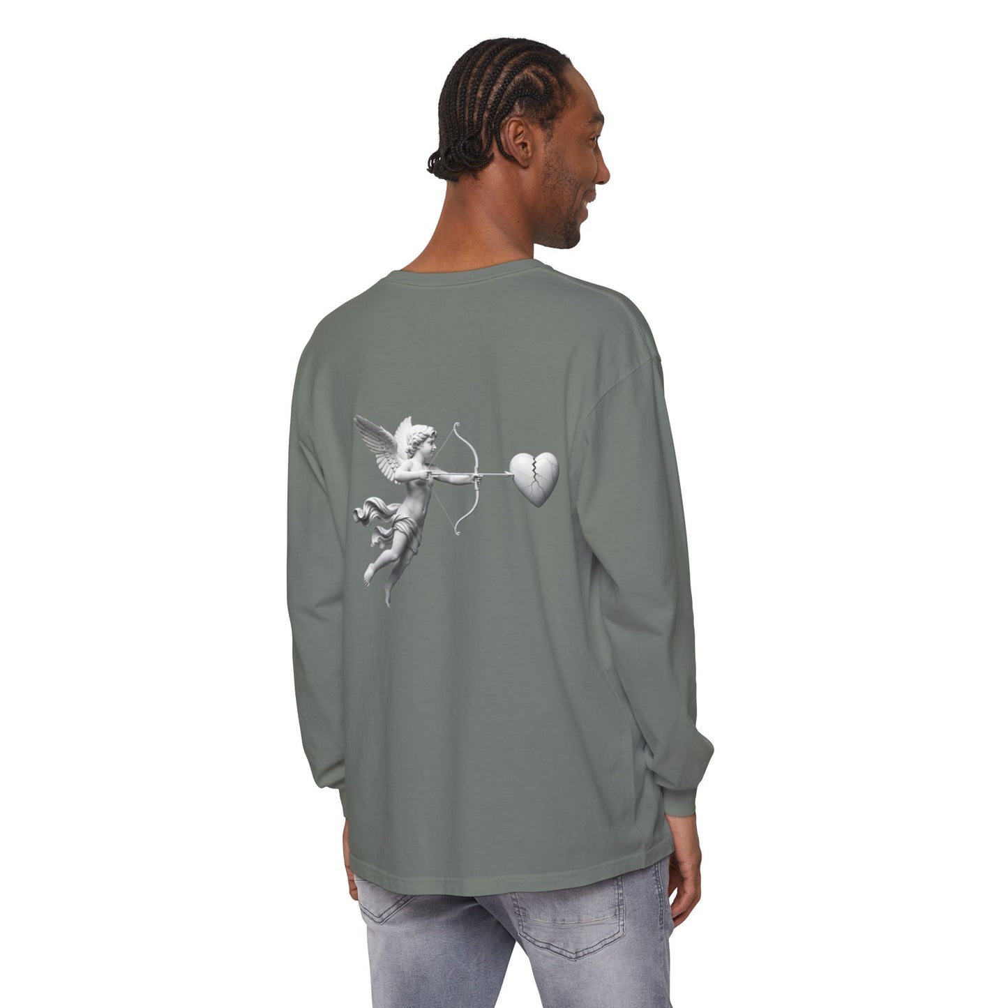 Cupid Cherub Long Sleeve Tee — Vintage Cupid Heart Graphic