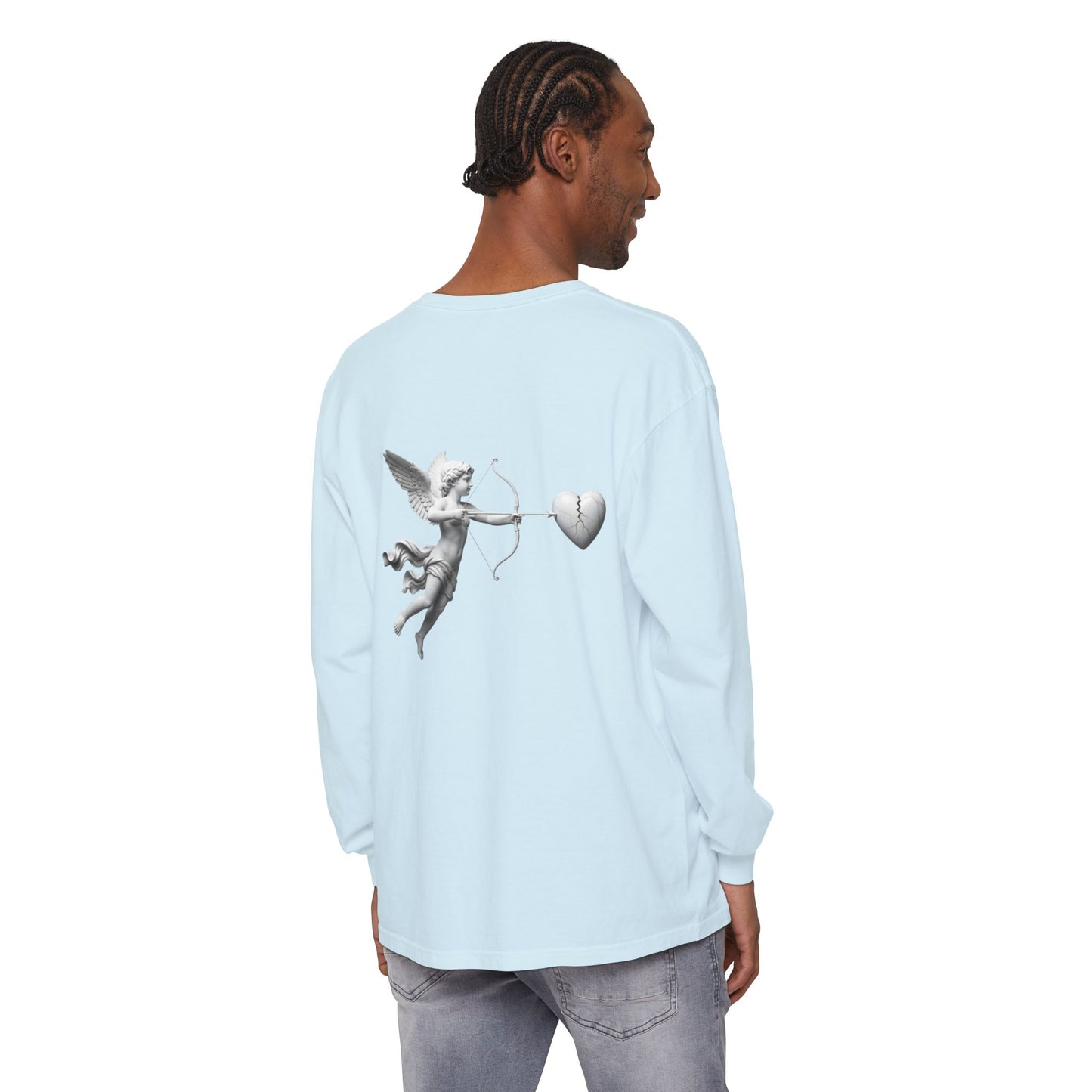 Cupid Cherub Long Sleeve Tee — Vintage Cupid Heart Graphic