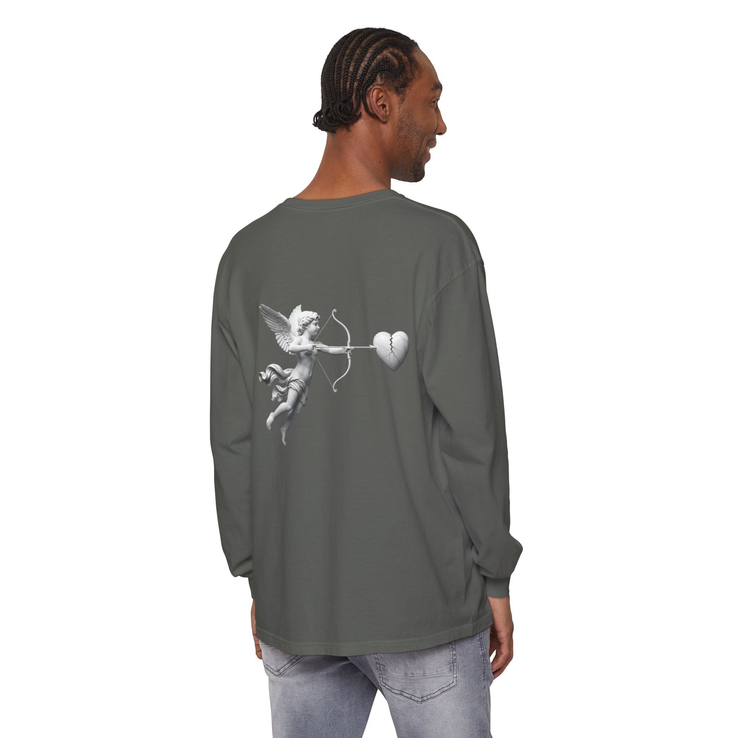 Cupid Cherub Long Sleeve Tee — Vintage Cupid Heart Graphic