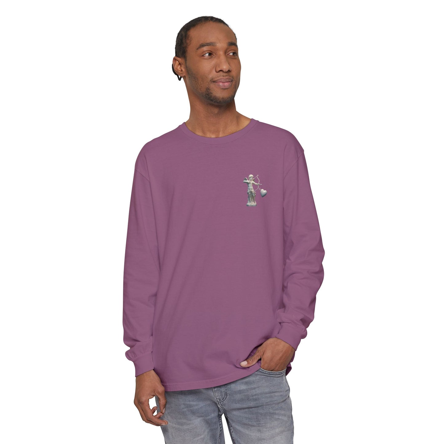 Cupid Cherub Long Sleeve Tee — Vintage Cupid Heart Graphic