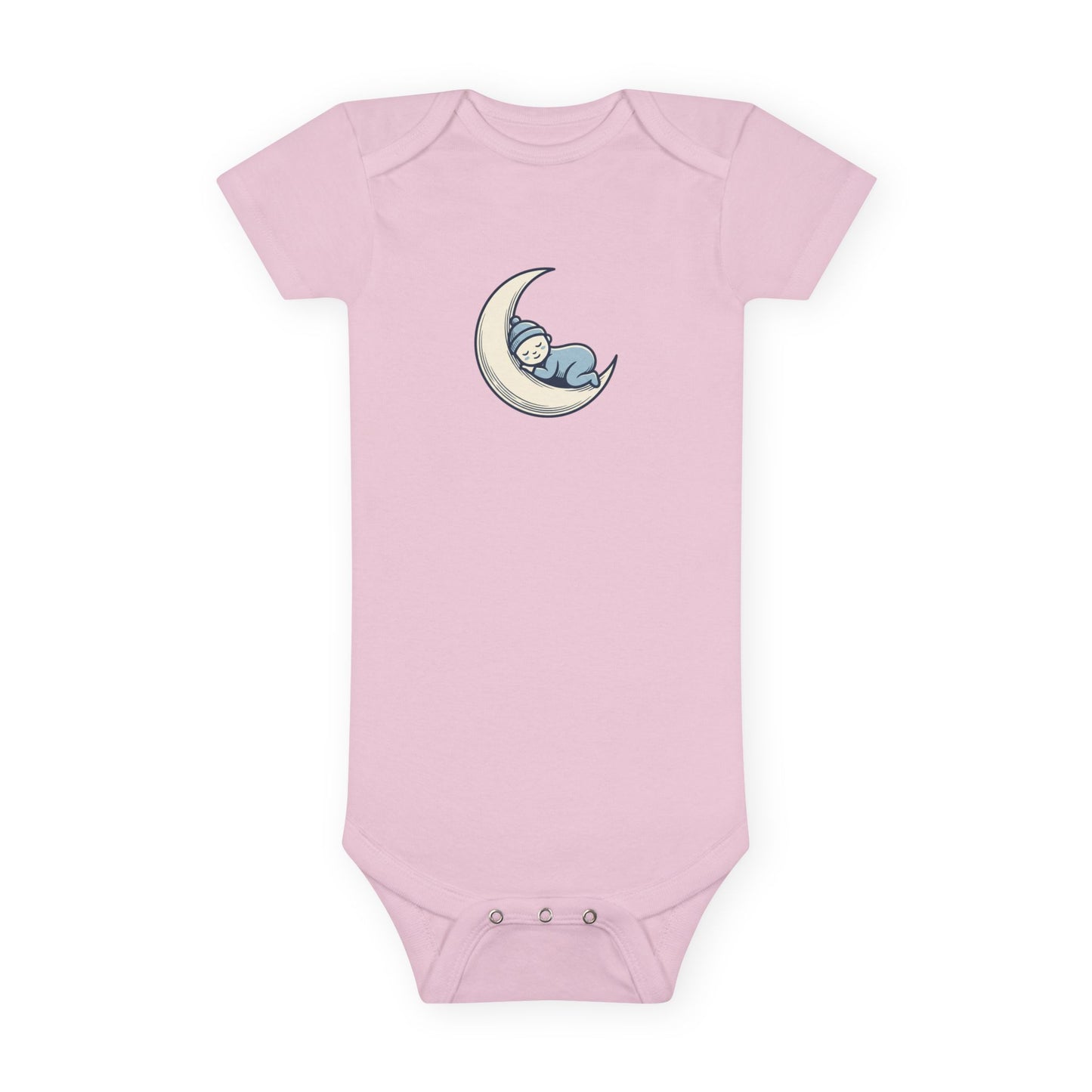 Baby Onesie - 'Little Dreamer' Moon & Sleeping Baby Short Sleeve Bodysuit