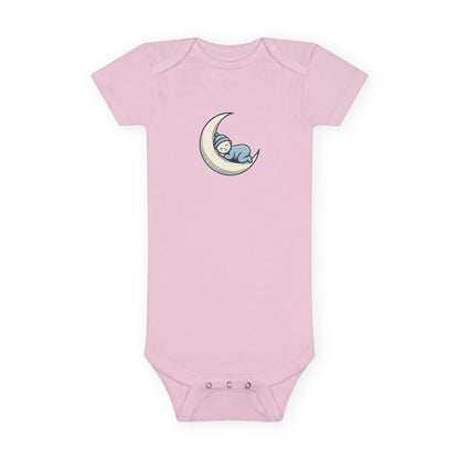 Baby Onesie - 'Little Dreamer' Moon & Sleeping Baby Short Sleeve Bodysuit