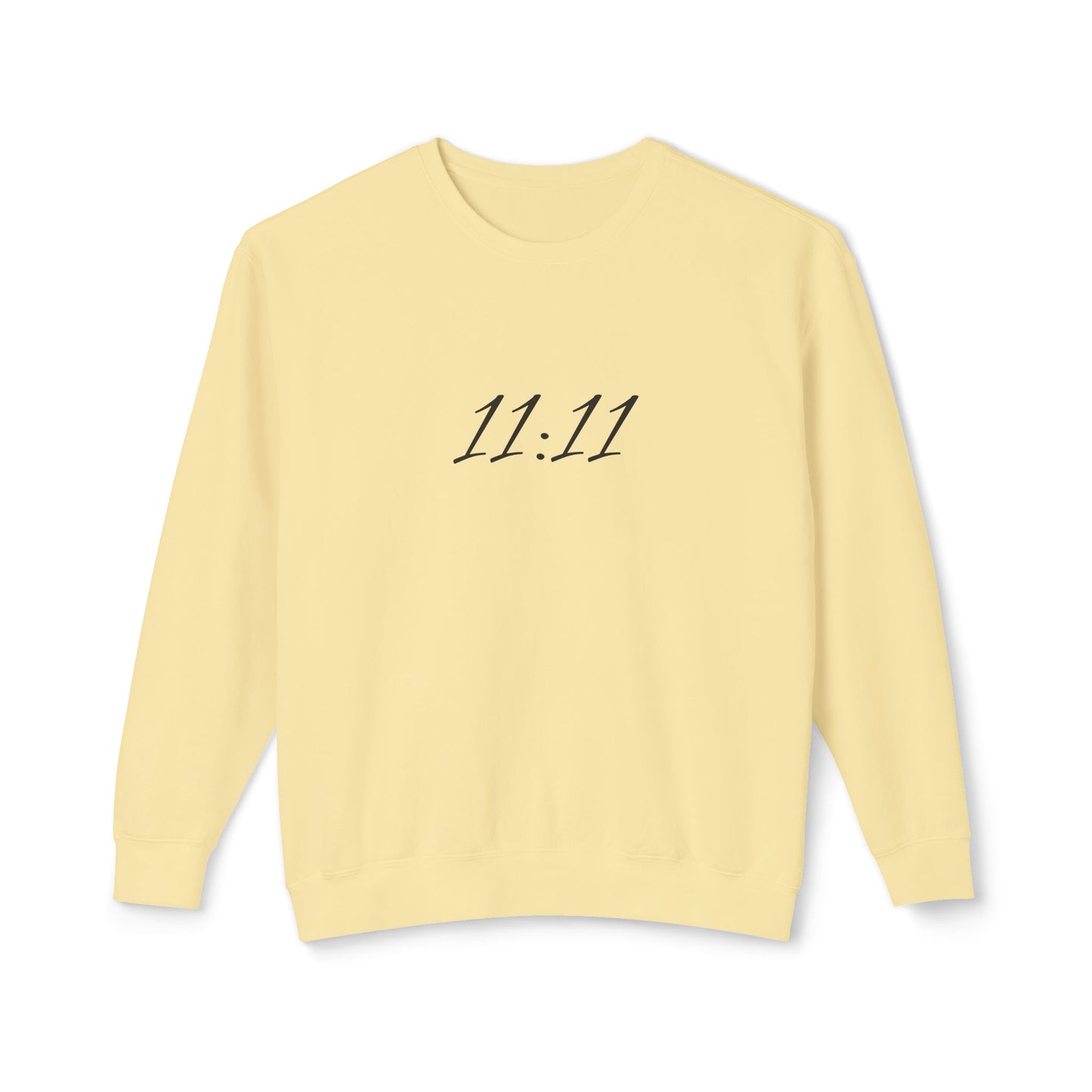 11:11 Crewneck Sweatshirt — Minimal White 'Blessed' Back Design