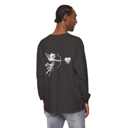 Cupid Cherub Long Sleeve Tee — Vintage Cupid Heart Graphic