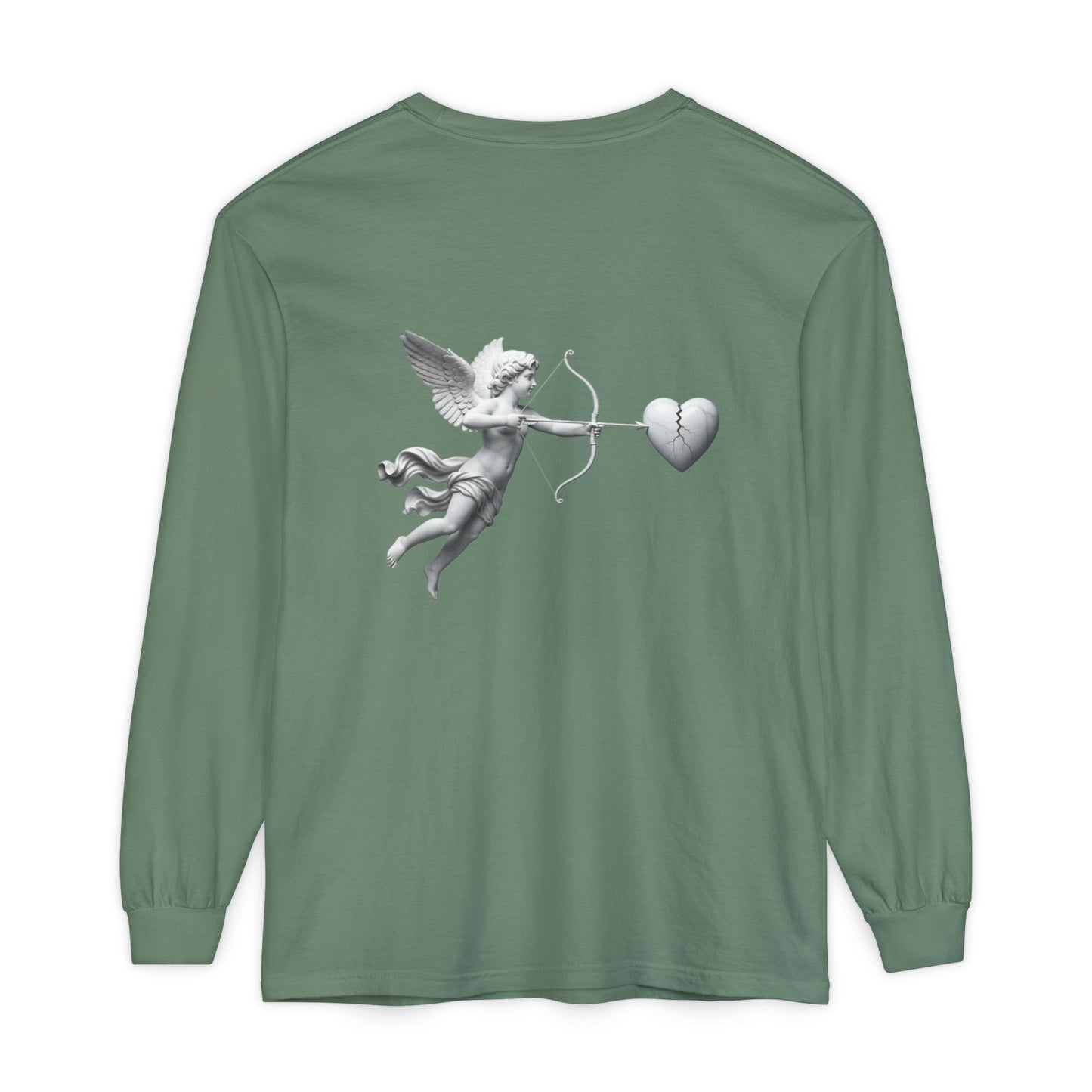 Cupid Cherub Long Sleeve Tee — Vintage Cupid Heart Graphic