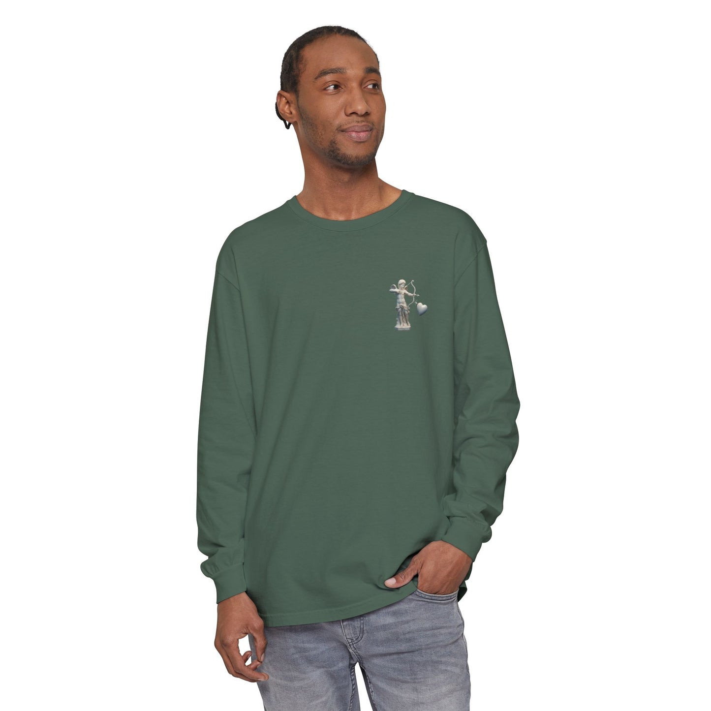 Cupid Cherub Long Sleeve Tee — Vintage Cupid Heart Graphic