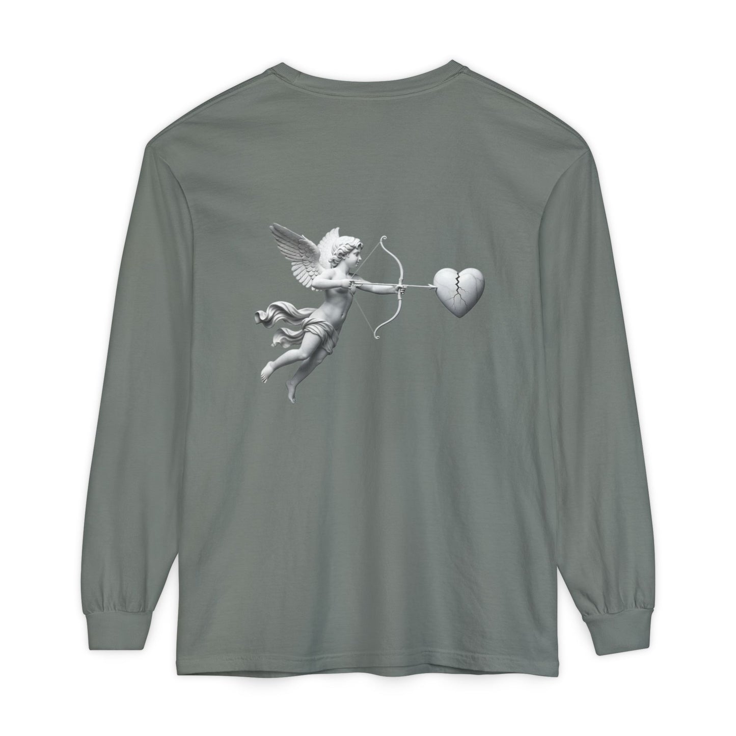 Cupid Cherub Long Sleeve Tee — Vintage Cupid Heart Graphic