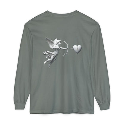 Cupid Cherub Long Sleeve Tee — Vintage Cupid Heart Graphic