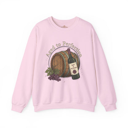 Wine Barrel 'Aged to Perfection' Sweatshirt — "Birthday Vibes Only" Crewneck