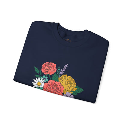 Floral Bouquet Crewneck Sweatshirt — Rose & Daisy Garden Graphic