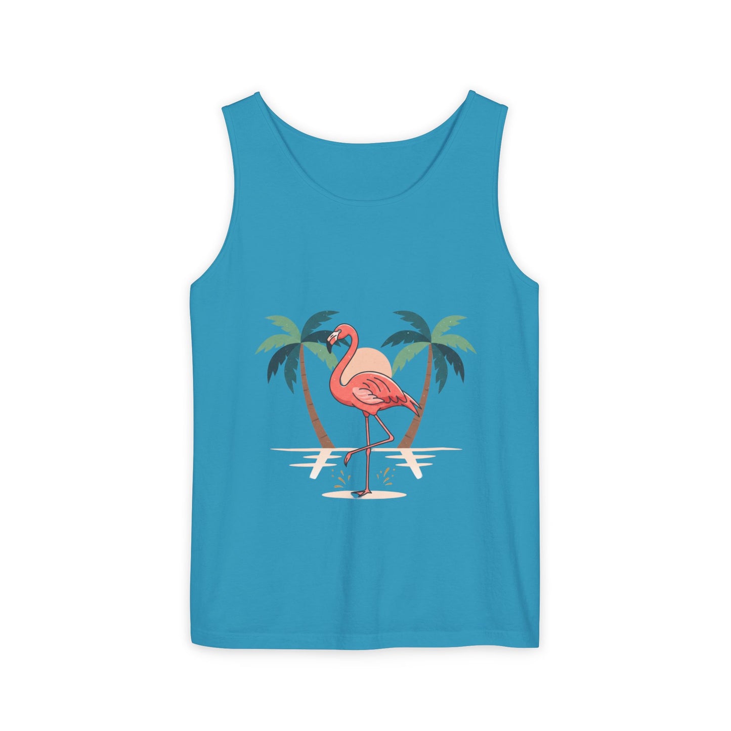 Flamingo Beach Tank Top — Tropical Palm Vacation Graphic Tank