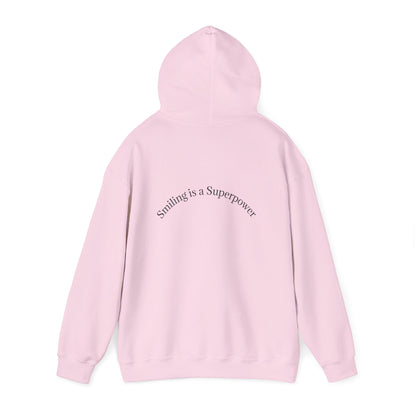 Hoodie — "Smiling Is a Superpower" Minimal White Pullover