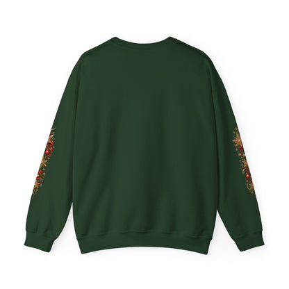 Merry Christmas Reindeer & Christmas Tree Sweatshirt – Festive Holiday Crewneck with Decorative Sleeves
